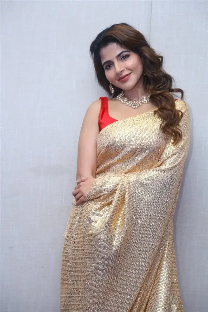 Iswarya Menon in Gold color Saree at Spy Movie Release Event